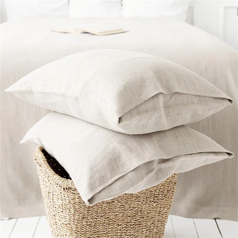 Pure Linen Soft Solid Color Pillowcase 40x60 50x70 Envelope Pillow Case Household Bedding Pillow Cover