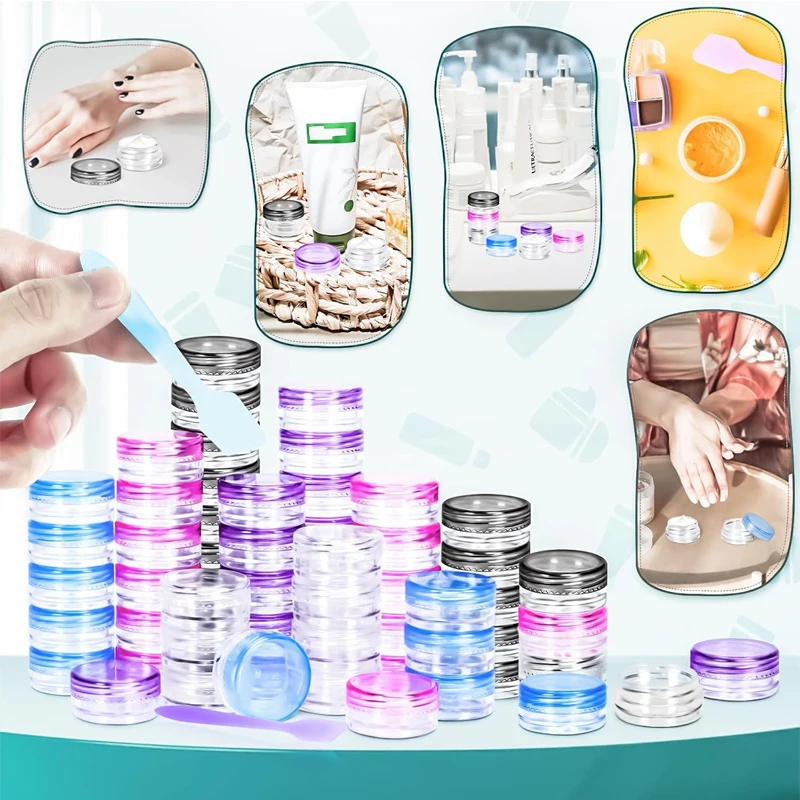 100-個-2-3-5-10-15-20-グラムミニラウンド透明プラスチック化粧品瓶蓋付きポット女性用クリームジュエリーメイクアップサンプル容器