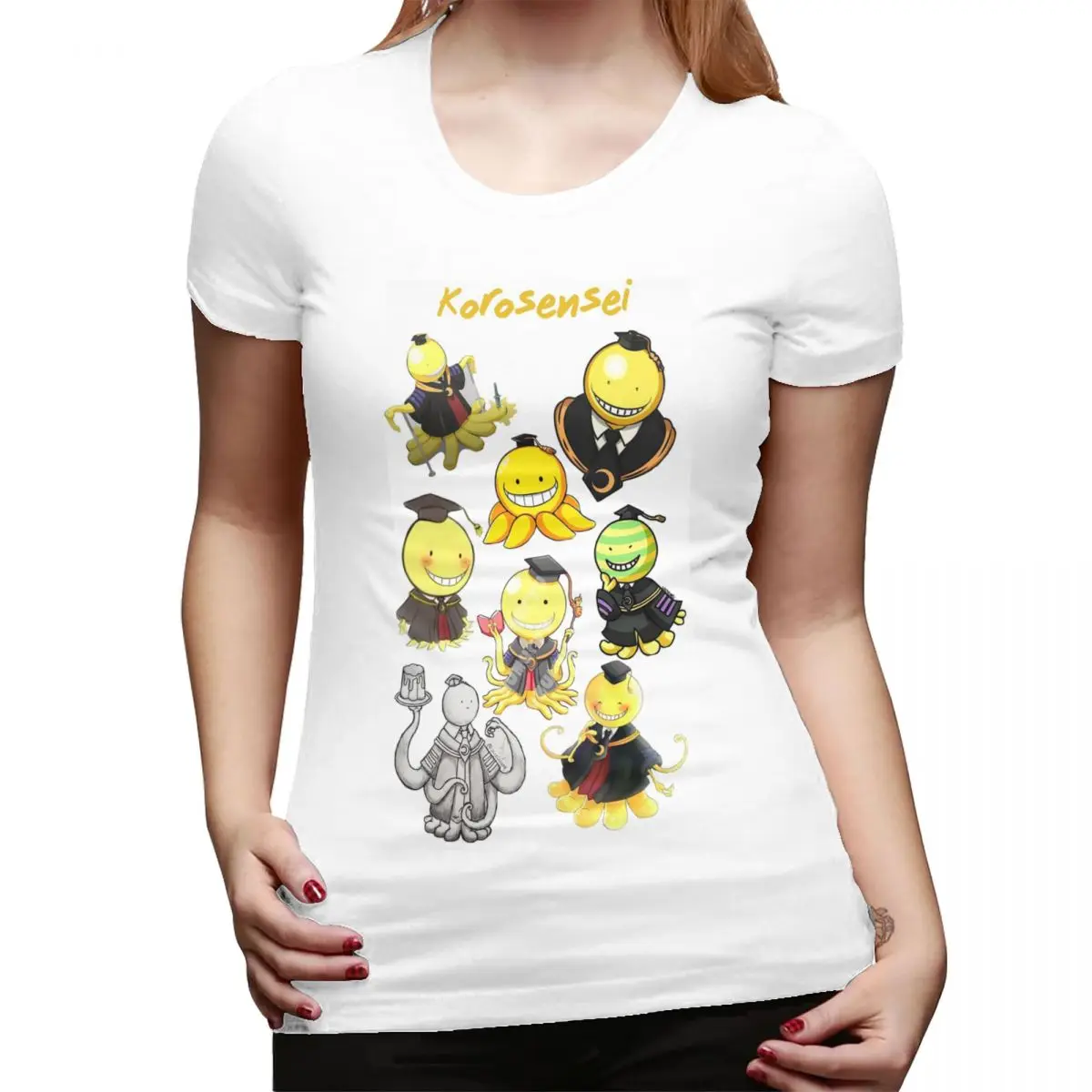 Camiseta Assassination Classroom Octopus Koro Sensei para mujer, camisetas de estilo urbano con cuello redondo, ropa de manga corta para mujer, Tops