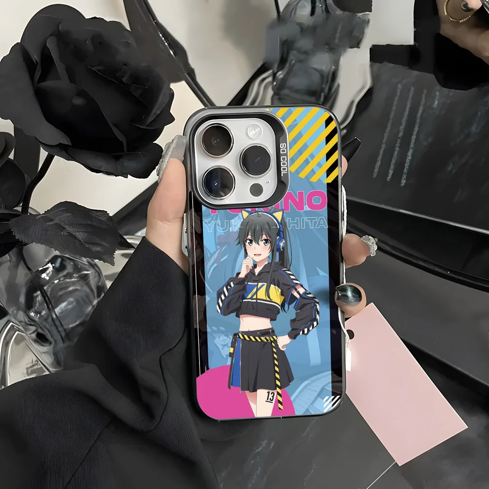 

Anime Y-Yukinoshita Y-Yukino Phone Case For iPhone 16 15 14 13 12 11 Pro Max Black Matte Laser Metallic Aurora Funda