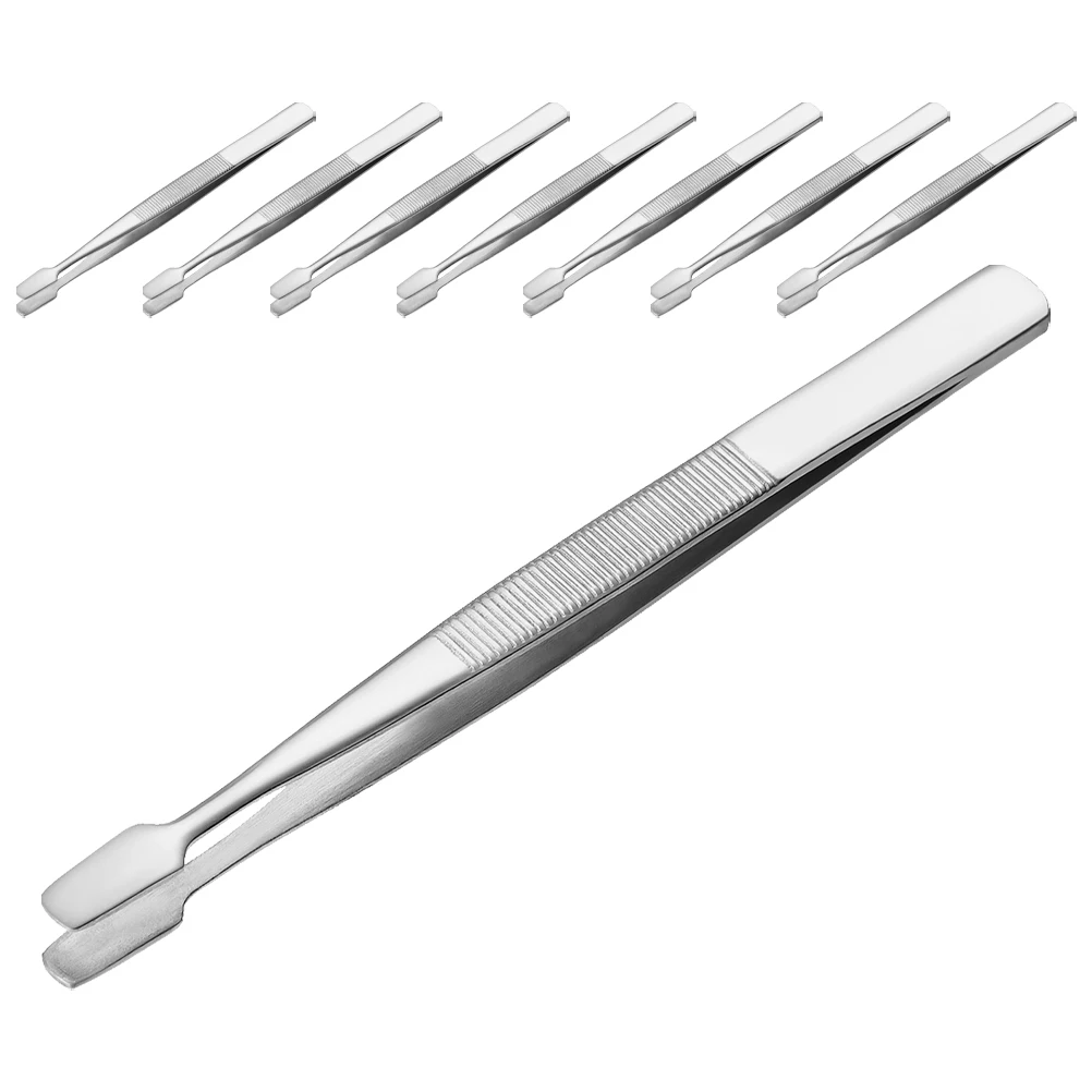 

8pcs Stamp Tweezers Durable Nickel Plated Steel Round Tips Precision Craftsmanship Anti Slip Ideal Collectors Scrapbook Tools