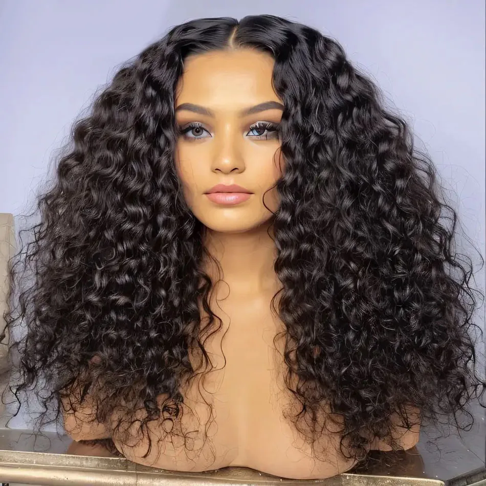 

Natural Black Soft 26Inch Long 180%Density Kinky Curly Preplucked Glueless Lace Front Wig For Women With Babyhair Daily Cosplay