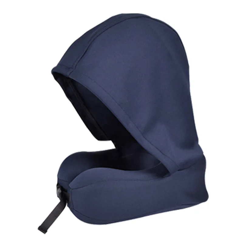 Hooded Memory Cotton U-shaped Pillow Neck Cap U-shaped Pillow Car Travel Pillow Office Shading Nap Pillow Comfort Storage Pillow