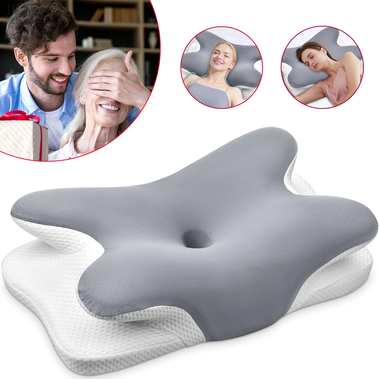 Cuscino cervicale a forma di farfalla, confortevole, con design a farfalla e imbottitura in memory foam, ideale per il supporto del collo, ottimo per chi dorme su un fianco o sulla schiena, un regalo