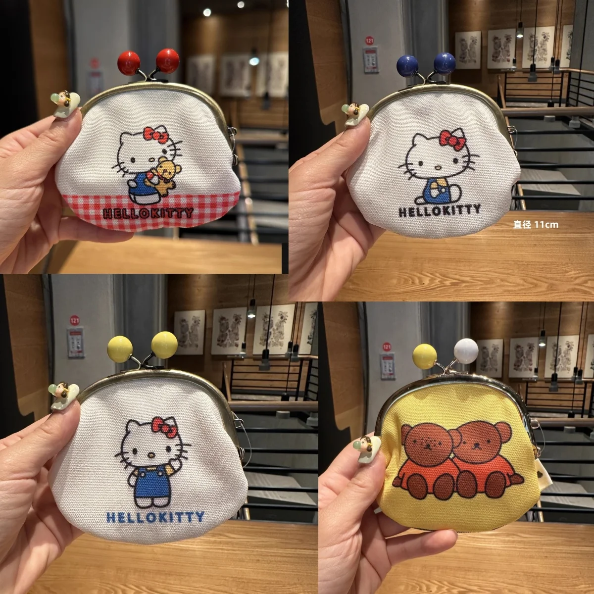 

hello kitty cute purse cartoon anime makeup bag coin pouch change lipstick headphone portable storage bag women Japanese