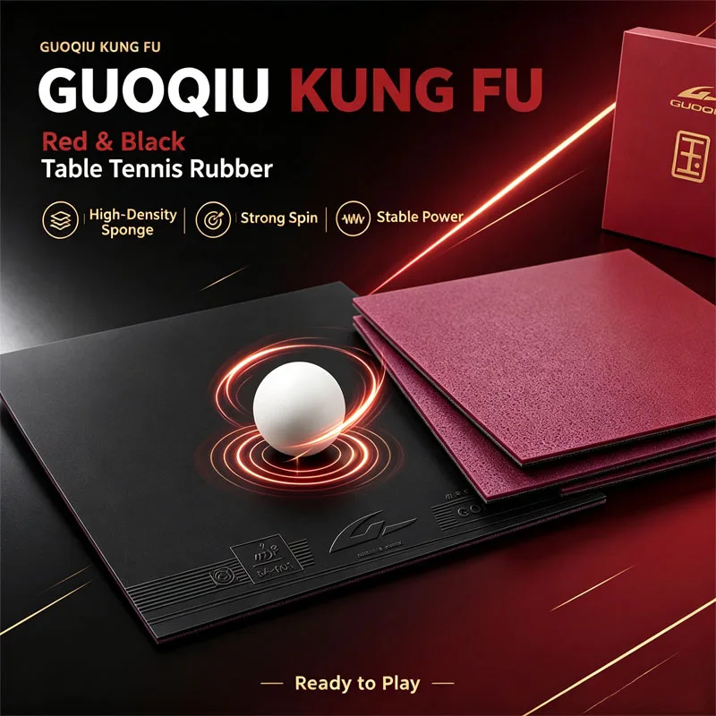 GUOQIU National Table Tennis Rubber Sheet Purple Sponge Pre-tuned No Glue Needed Ping Pong Rubber Spin for Offensive Players
