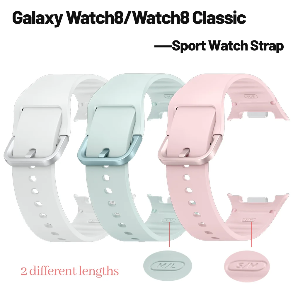 

S/M M/L Lengths Original silicone For Samsung Galaxy Watch 8 Strap 44mm 40mm Sport Bracelet Correa Galaxy 8 Classic band 46mm