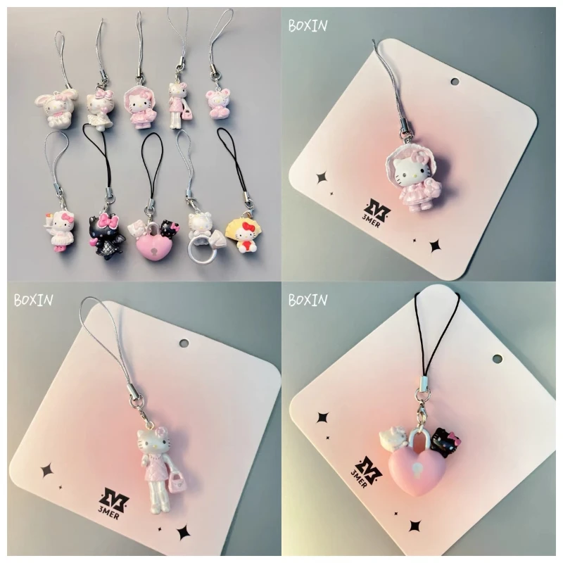 

Kawaii Sanrio HelloKitty Keychain Handmade Doll Angel Mobile Phone Pendant Heart Lock Bag Pendant Accessories Mother's Day Gift