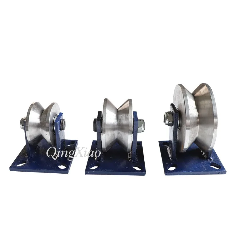 Heavy 45# Steel U Type Track Wheel Pulley Sliding Door Guide Wheel Wire Rope Tube Guide Fixed Pulley - view 2