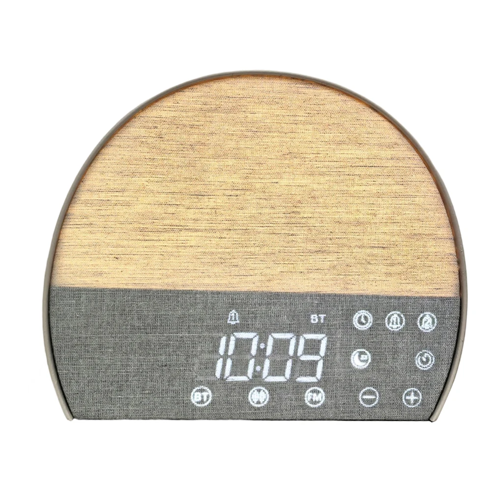 Dual Alarm Clock Fabric Alarm Clock Soothing Sound Options Clear Clock Display Alarm Clock 18*16cm about Nighttime Relaxation