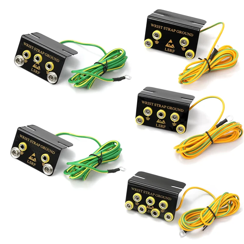 

Антистатическая L-образная заземляющая розетка ESD, 2/3/4/5/7 отверстий, штекер типа «банан», беспроводной ремешок на запястье, заземляющий провод, электростатический заземляющий кабель