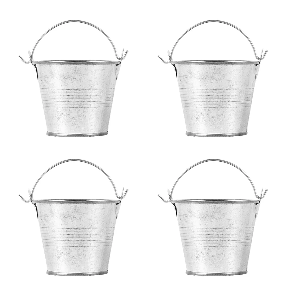 4 Pcs Vintage Mini Bucket Child Succulent Planters Flower Decor Iron Small Galvanized Pail Pot