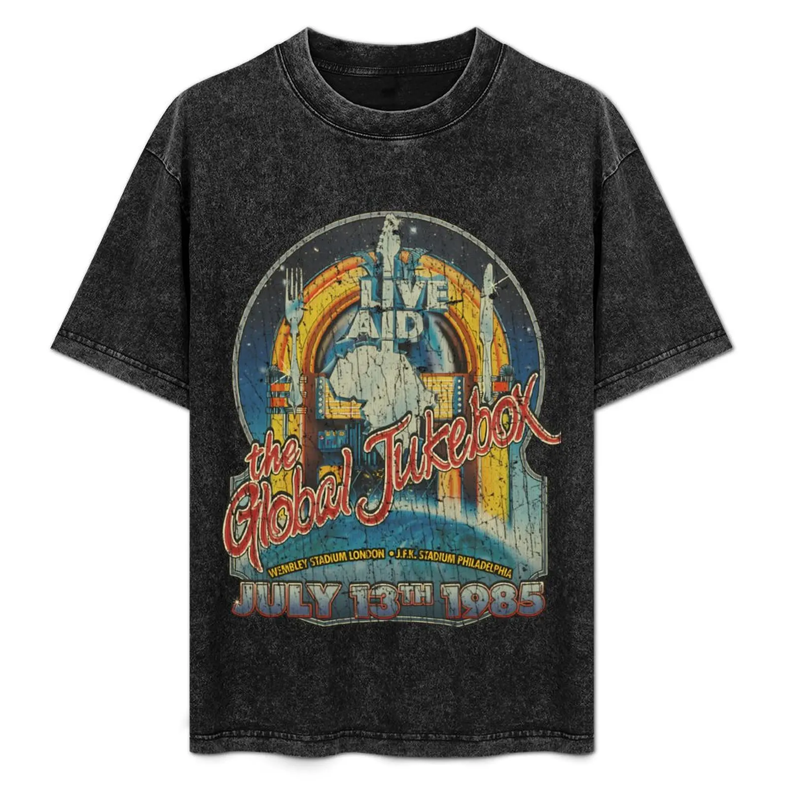 Live Aid Global Jukebox 1985 T-Shirt cute tops basketball graphic tees mens champion t shirts