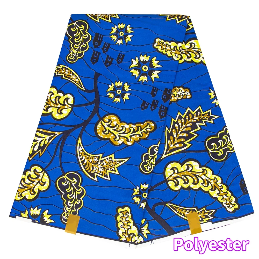 2026 Royal Blue Pattern African Fabric By the Yard Polyester Material For ankala Handsewing High Quality Cloth for Party Dress