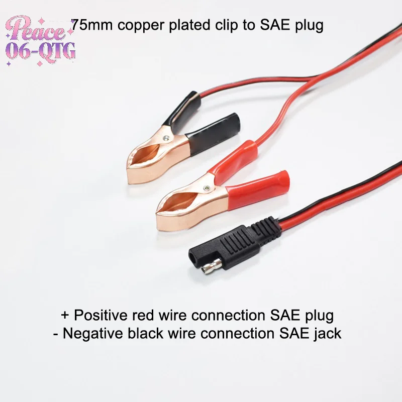 New 1 Piece 14AWG Connectors Cord M20 36CM 2Pin SAE Quick Disconnect Plug To Battery Alligator Clips Cable Clamps