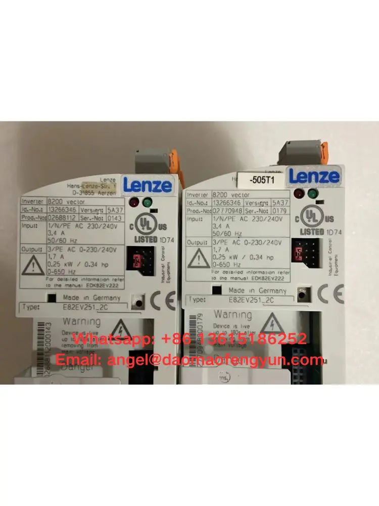 E82EV251_2C used frequency converter 8200 series, input AC230/240V, output 0-230/240V, 0.25kW, testing functions are in good con