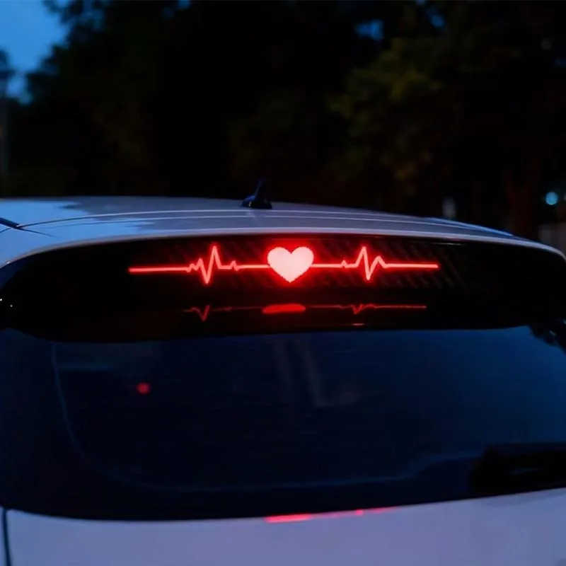 1pc Car Stickers Heart-shaped Heartbeat Pattern Car Stickers Electrocardiogram Tail Lights Car Stickers Adding Eye-catching