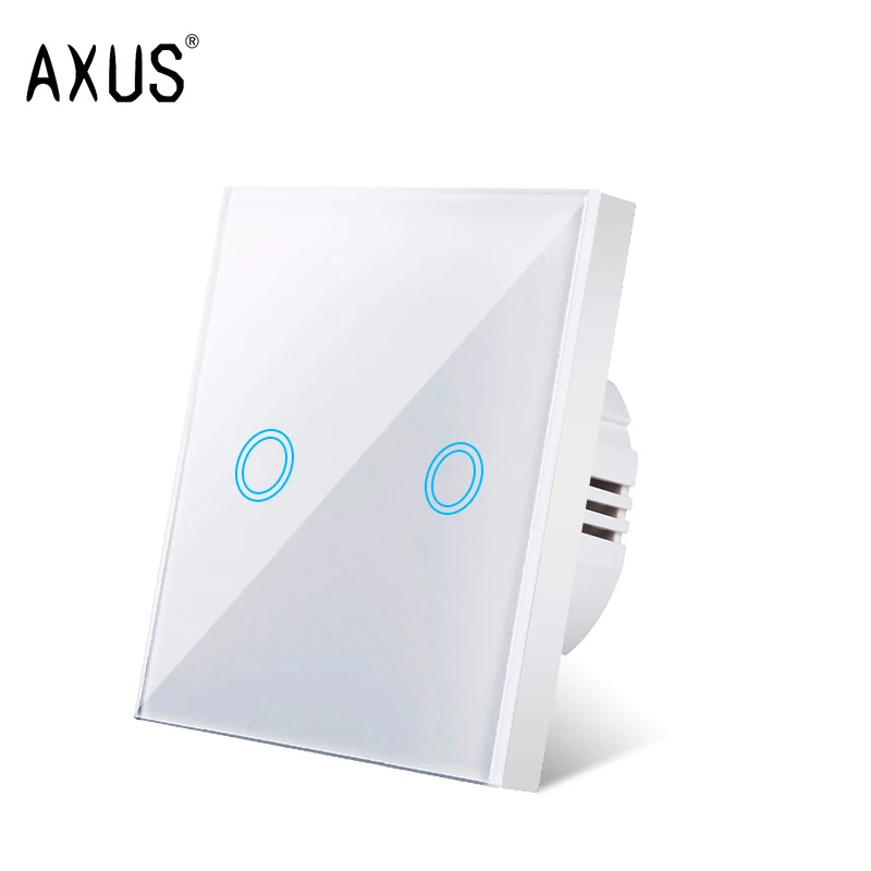 Axus EU Touch Switch AC100-240V LED Tempered Glass Wall Light Sensor Switch 1/2/3 Gang 7