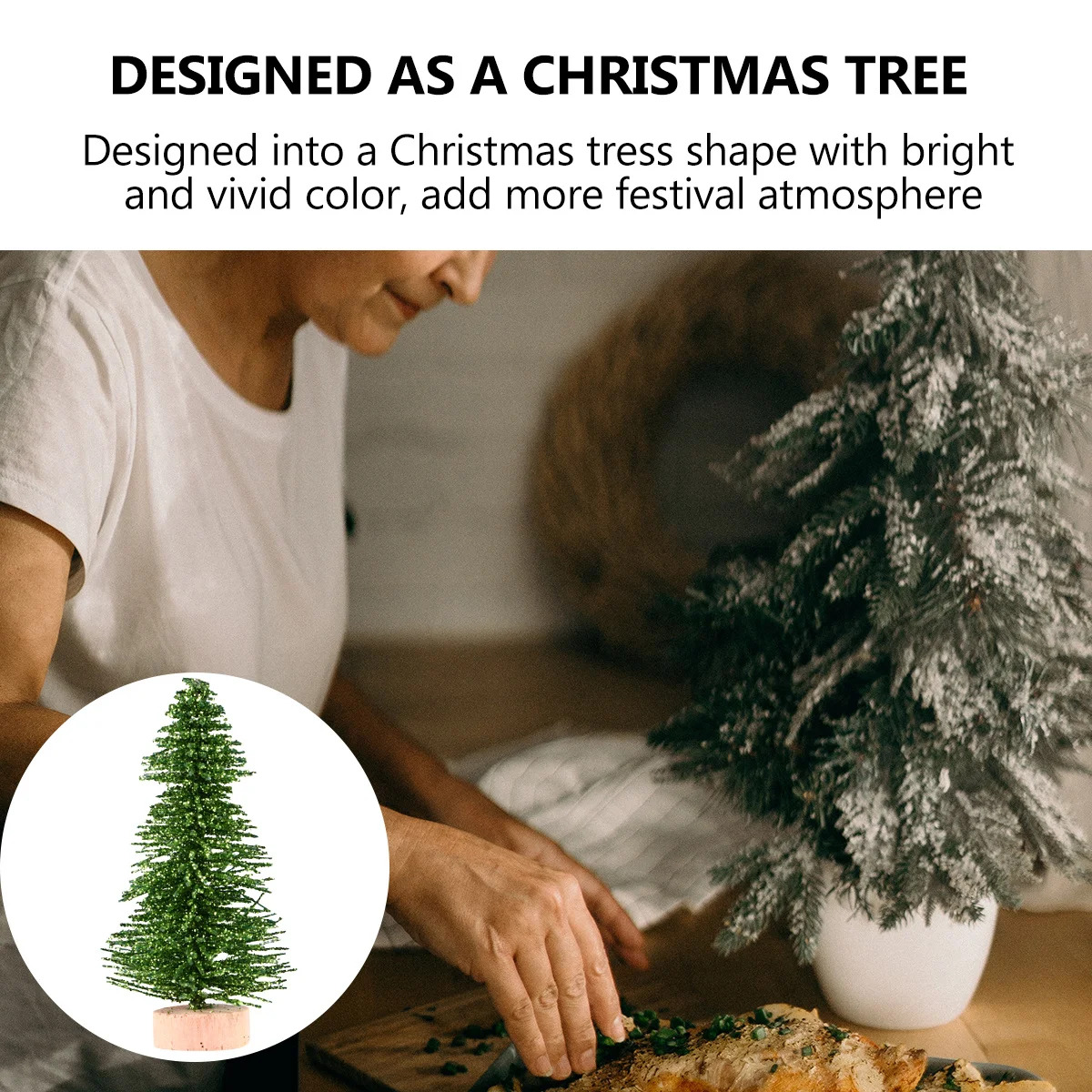 

12 Pieces Mini Pine Tree with Wooden Base Lifelike Christmas Tabletop Tree for Desktop Decoration Tabletop Trees for DIY