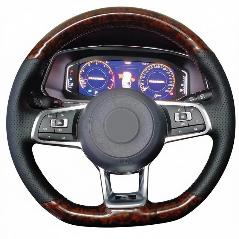 

Car Steering Wheel Cover for Volkswagen VW Golf 7 GTI Golf R MK7 VW Polo GTI Scirocco 2015 2016 Hand-sewn Microfiber Leather