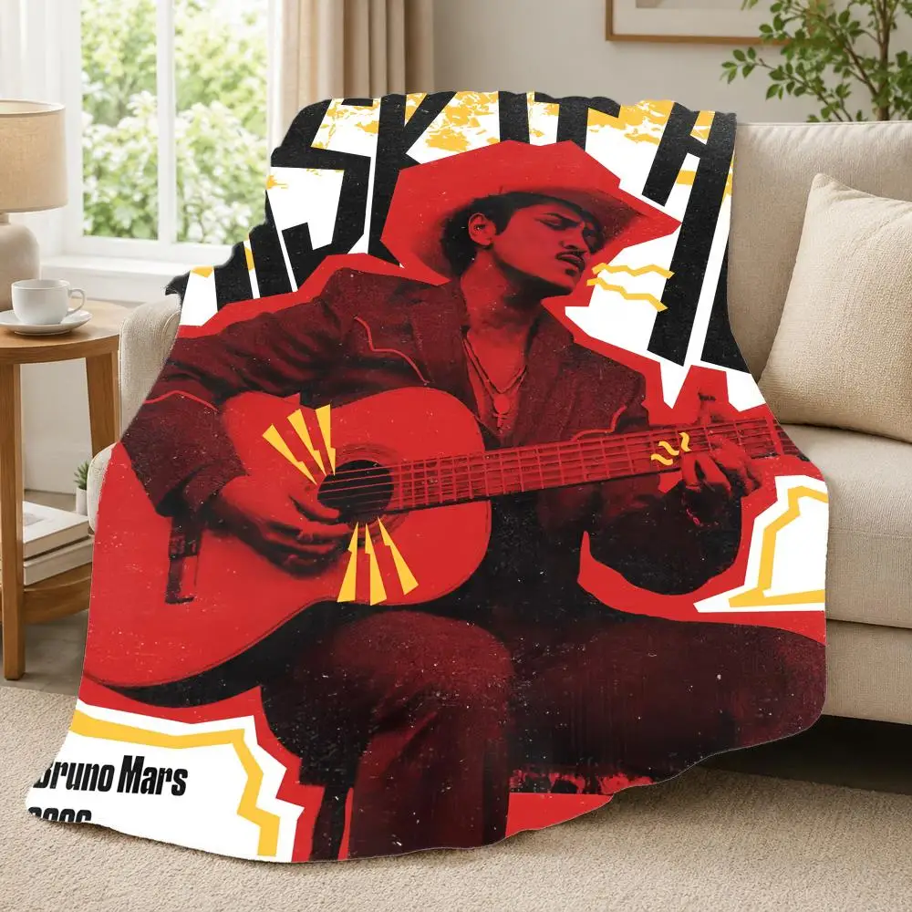 Singer B-Bruno Mars Album  Throw 240G Lightweight Throw Blanket Soft Cozy Fleece Blanket for Sofa Bed Home Decor