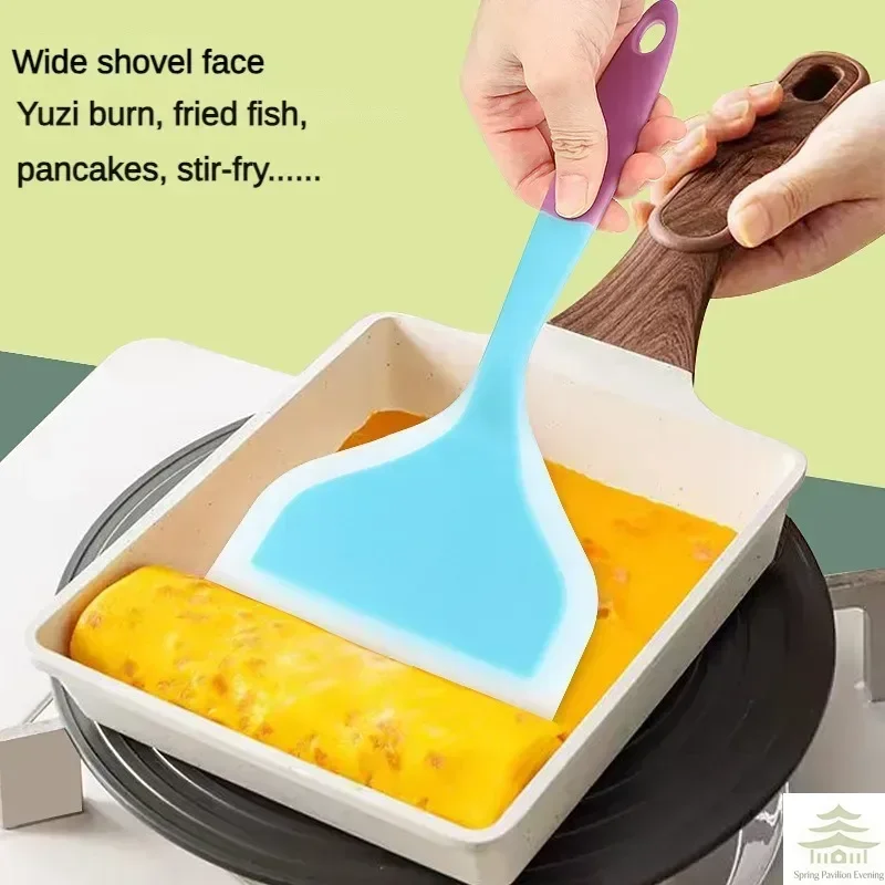 Random Color Pancake Spatula Silicone High Temperature Resistant Beef Meat Egg Kitchen Scraper Wide Pizza Cooking Tools Shovel