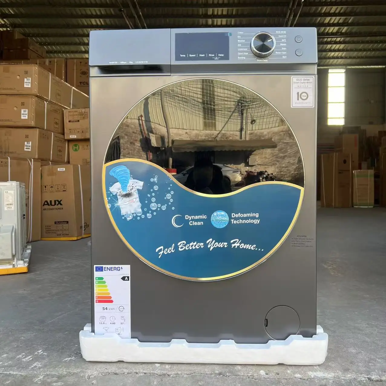 Lavadora LG 12 kg Carga frontal Vapor de lavado inteligente 15 minutos Lavado rápido 1400 RPM Gris oscuro Estándar de la UE Clase A Ahorro de energía