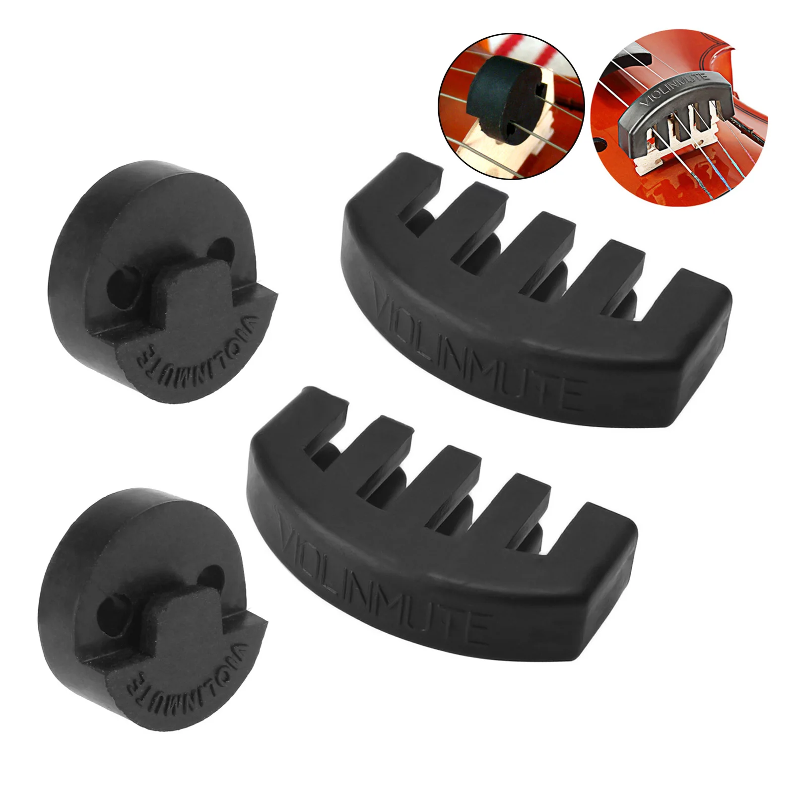 4pcs Rubber Violin Mute Violin muffler suit Four-Piece Set 2pcs Claw Style 2pcs Round Tourte Improve Tone Control Ideal