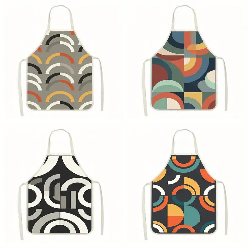

Geometric Pattern Aprons Linen Apron, Suitable For Kitchen Cooking, Parent-Child Interaction, Painting And Other Scenarios
