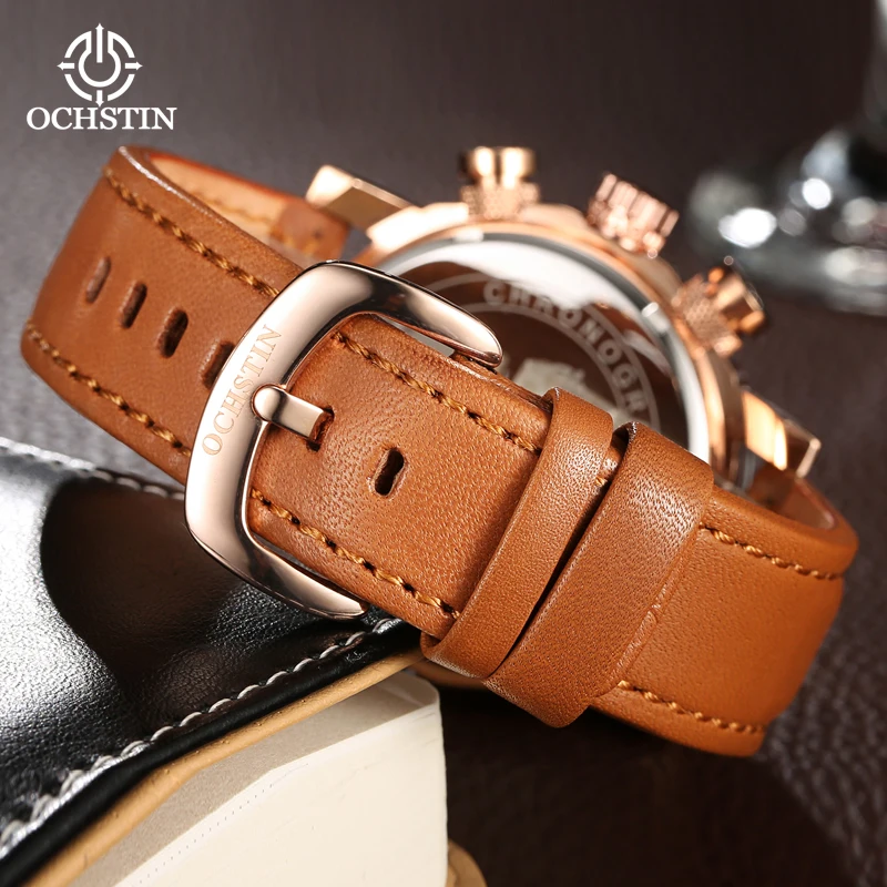 Montre-bracelet à quartz en cuir marron pour homme, ensemble de bracelets de luxe, cadeau d'affaires, nouvelle mode