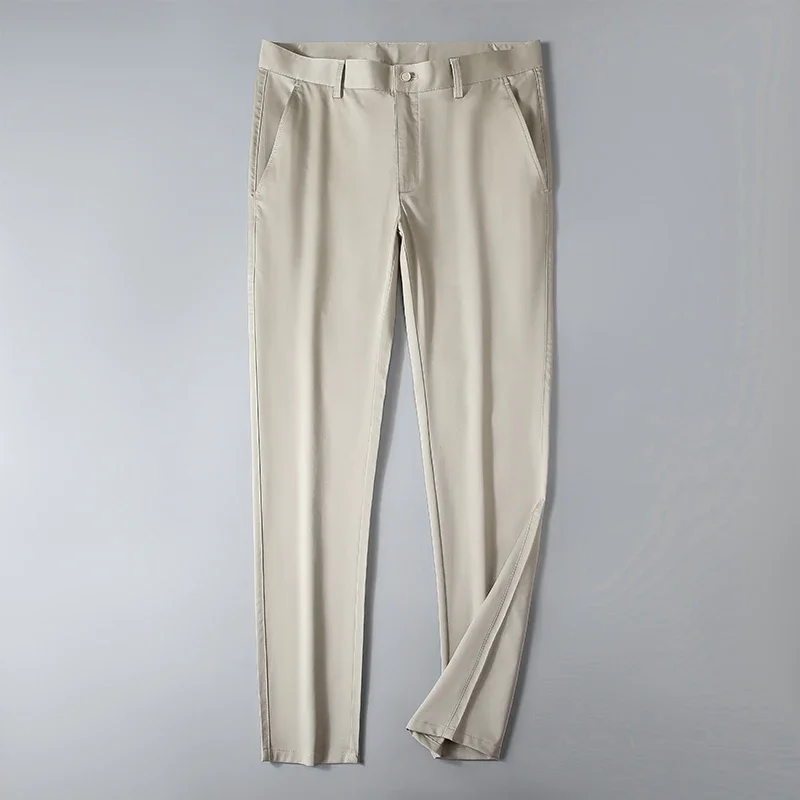 2024 Casual Business Office Pants Simple Fashion Business Wear Solid Color Versatile Slim-fit Summer Ice Silk Pants New