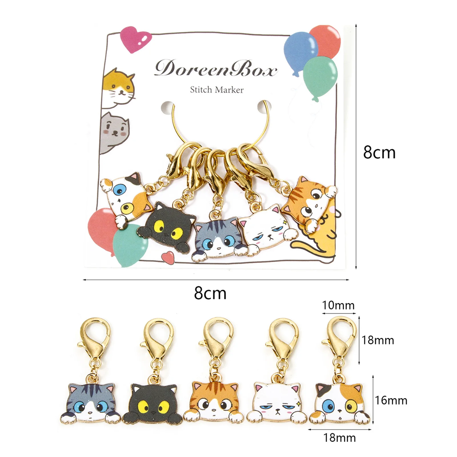 5pcs/Set Knitting Stitch Markers Cat Animal Multicolor Enamel Clip On Charms Needle Clip Crochet Stitch Lock Knit Sewing Tool