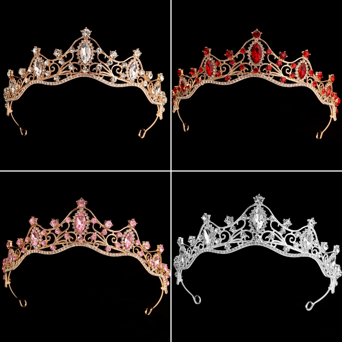 New Fashion Crown Baroque Rhinestone Hair Crown for Women Festive Party Headdress Halloween Hair Accessories Bridesmaid Gifts