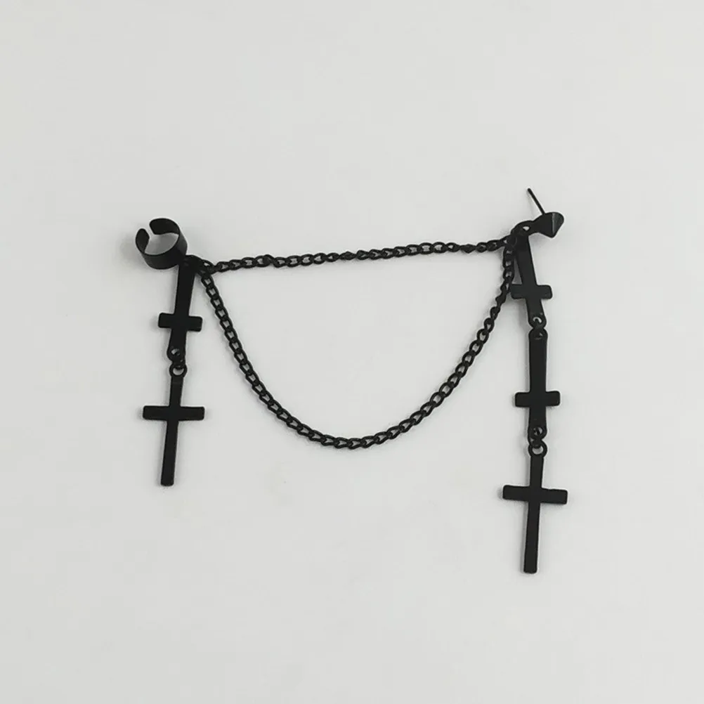 Elegant Cross Tassel Ear Clip Women Alloy Earrings Hypoallergenic Comfortable Wear for Wedding Party Prom Church Dancing Picnic