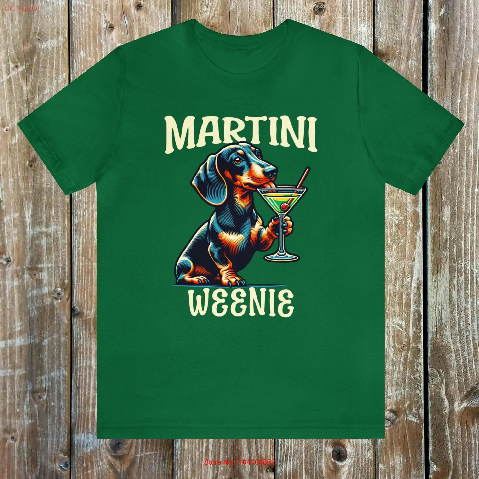 Martini Weenie Funny Dachshund Cocktail Drinking Weiner Dog Lover Jersey T Shirt long or short sleeves