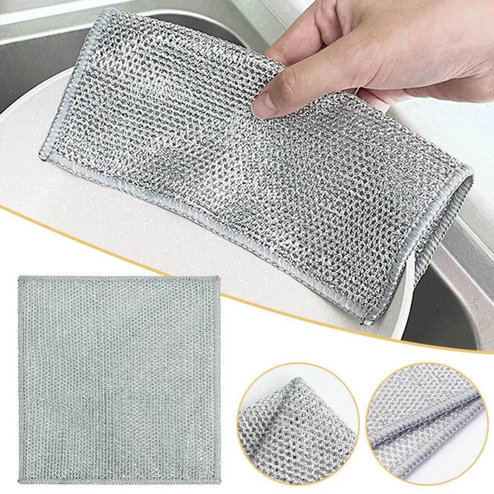 Rust Removal Cleaning Cloth Kitchen Magic Dishwashing Towel Metal Steel Wire Cleaning Rag Microwave Stove Clean Tools Dish Cloth