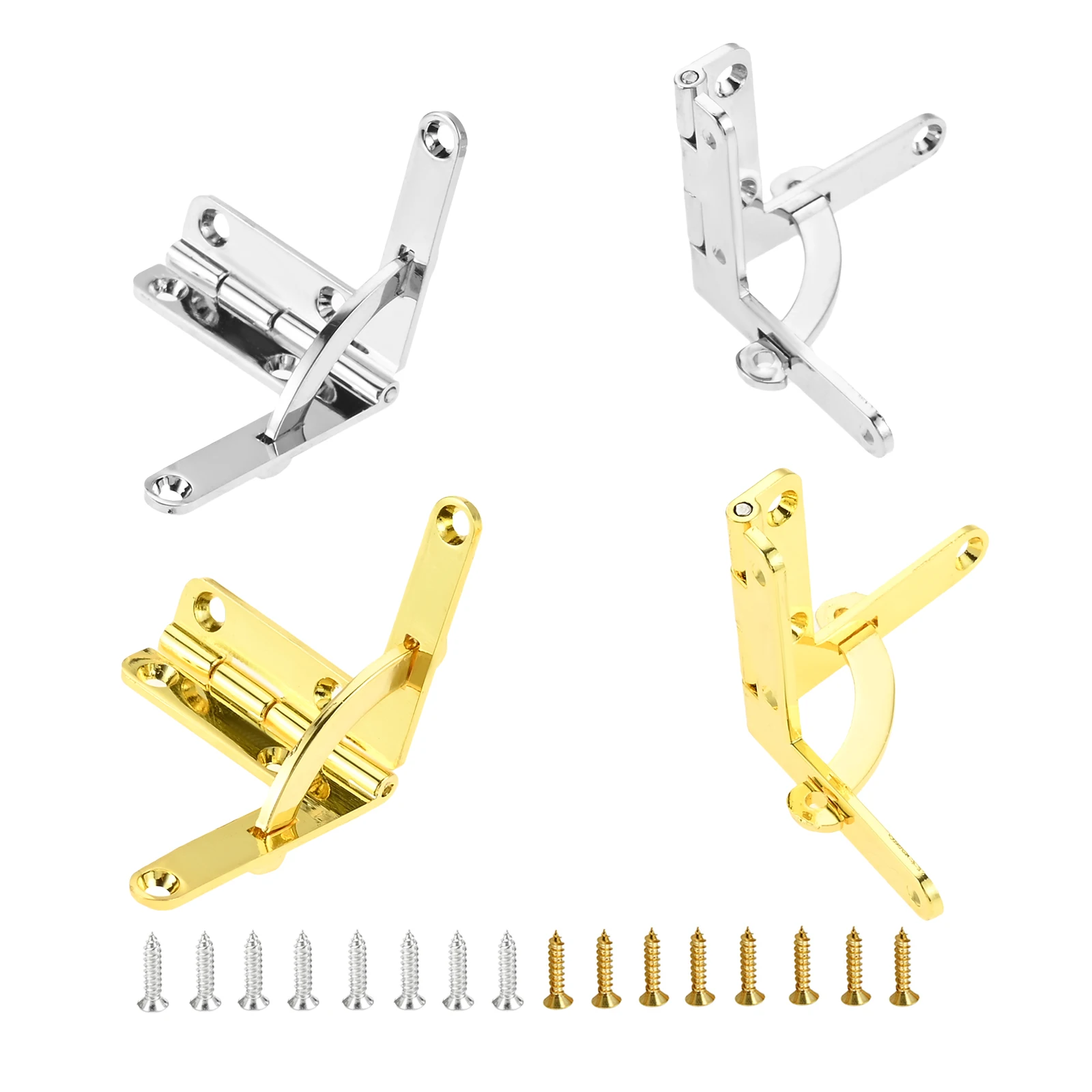 2Pcs 3.3 x 3cm Wooden Gift Box Hinge Jewelry Wine Case 90 Degree Folding Hinges for Cigar Kitchen Cabinets Bookcase Gold/Silver