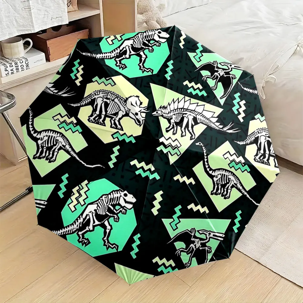 1PC Dinosaur Skeleton Pattern Umbrella for Unique Style Print 8 Iron Ribs Folding Umbrella Auto-Open Fashion Sunshade
