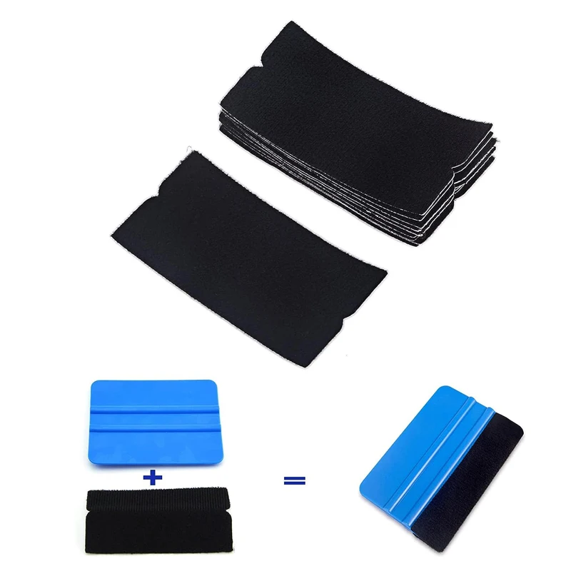 30/20/10Pcs Squeegee Felt Fabric Cloth for 10cm Card Squeegees Car Wrap No Scratch Scraper Spare Edge Cloth Window Tint Tools