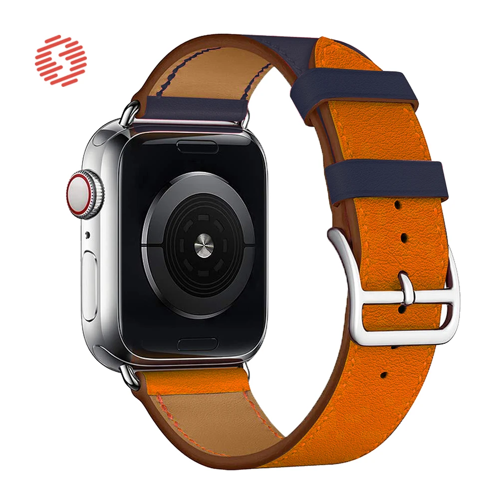 ShengOne Leather Fashion Band Exquisite Bracelet for Apple Watch 7 6 SE 5 4 45 44 42 MM Two-tone Replacement Strap 3 2 41 40 38