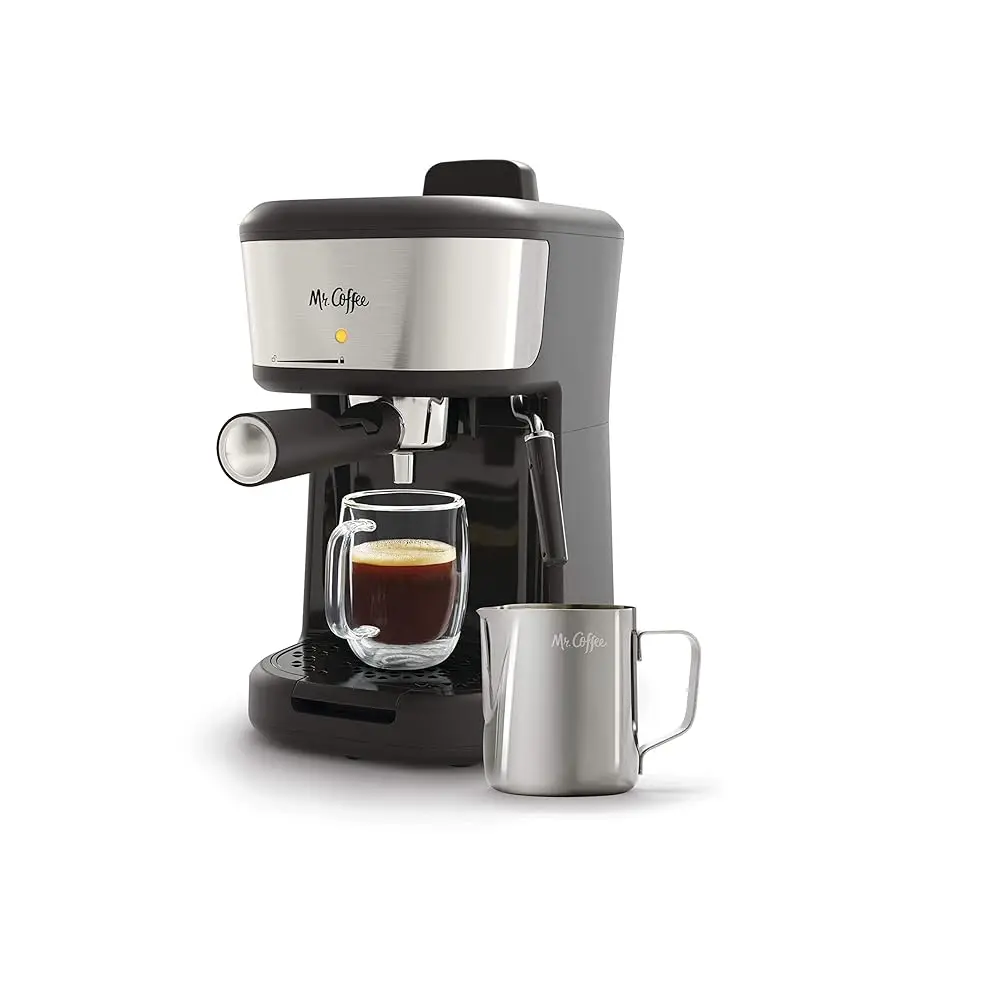 

Espresso And Puccino Hine, Single Serve Coffee Maker With Milk Frothing Pitcher And Steam Wand, 20 Ounces, Stainl