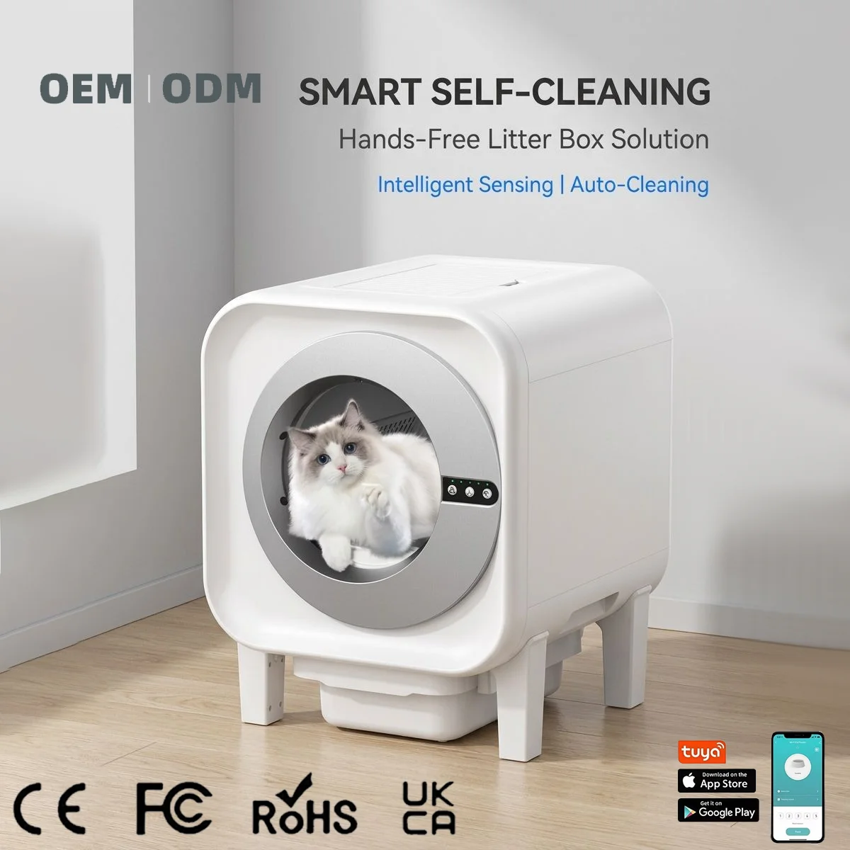 Cross-border Smart Litter Box Fully Enclosed Extra-large Automatic Cat Toilet Self-cleaning Deodorizing ABS Plastic Square