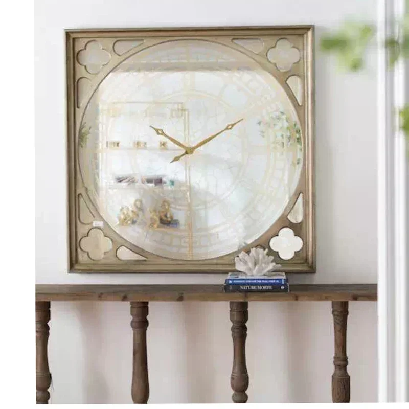 

European Living Room Clock Large Premium Elegant Modern Aesthetic Wall Clock Luxury Design Square Reloj De Pared Wall Decor