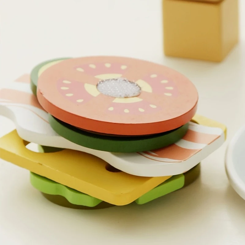 Houten ontbijtspeelgoedset met broodrooster - Kinderkeuken Rollenspel en vroege ontwikkeling Gesimuleerde ouder-kind interactie