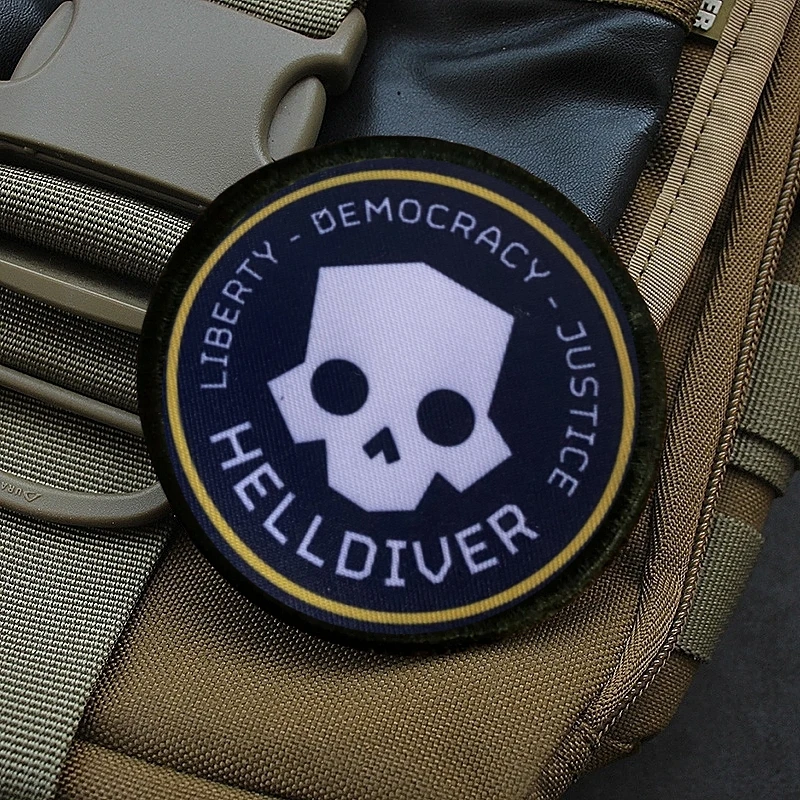 Helldivers 2 Skull Patches Tactical Morale Badge We Dive Together May 6th Embroidery Patches Military Emblem Backpack Stickers