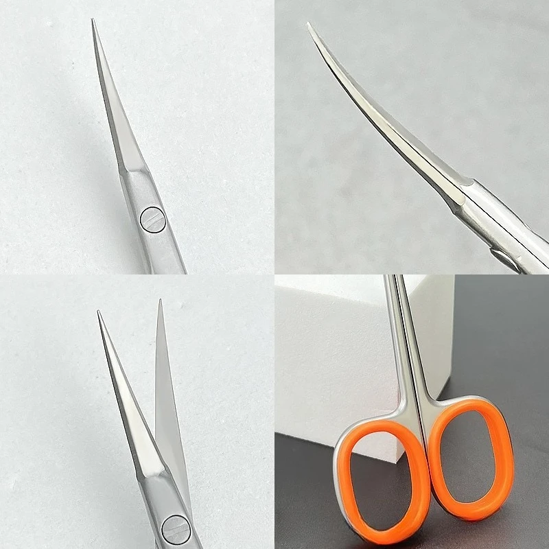 Tijeras para decoración de uñas de estilo ruso, tijeras para piel muerta, reparación de uñas de precisión de acero inoxidable, herramientas para uñas de grado profesional, codo de pico de águila