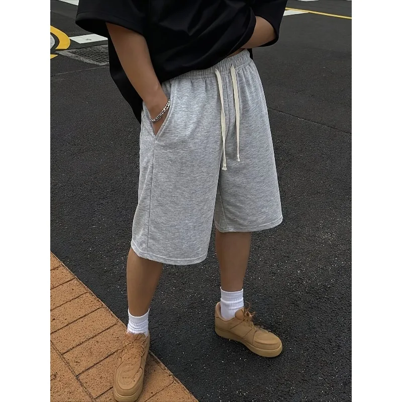 American High Street Style Solid Color Wide Leg Men's Shorts Summer Casual Shorts for Both Men and Women