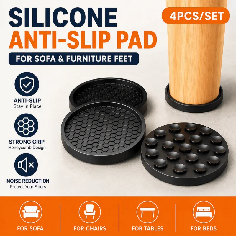 Thick Anti-Slip Suction Cup Furniture Foot Pad - Silicone Noise Reducing and Scratch Proof Protector for Sofa and Bed Legs