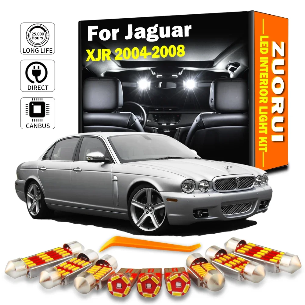 ZUORUI 16Pcs LED Interior Map Reading Trunk Light Kit For Jaguar XJR 2004 2005 2006 2007 2008 No Error Car Courtesy Bulbs Canbus