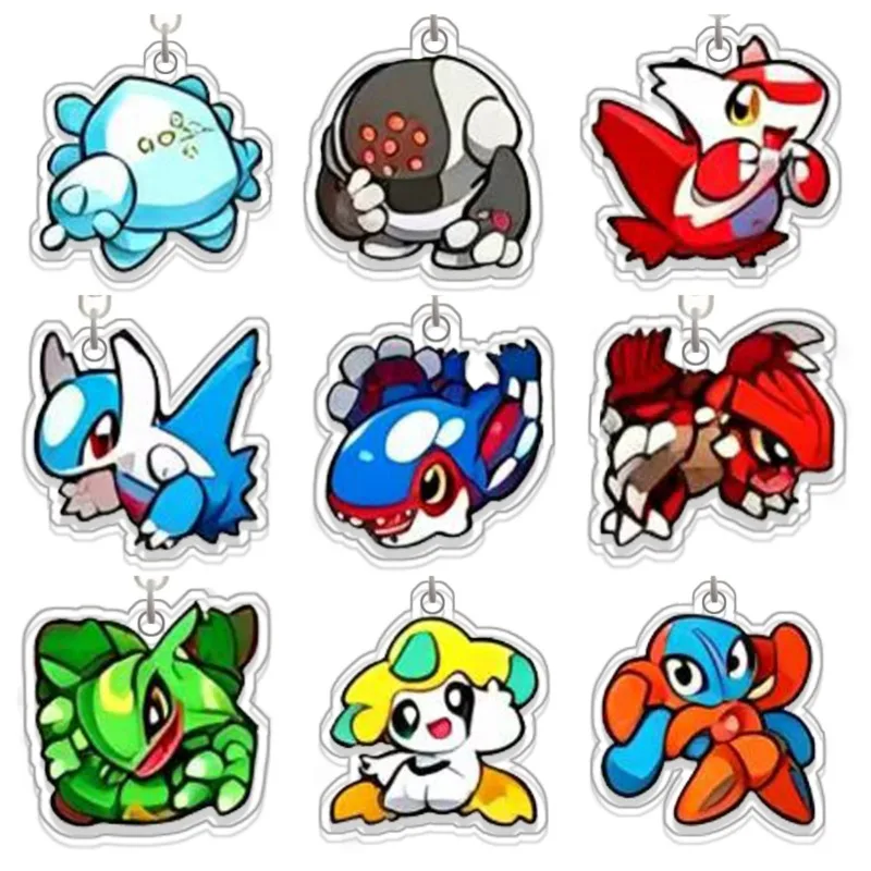 Chaveiro de Acrílico Original Feito à Mão com Personagens de Anime Fofos: Latios, Kyogre, Druddigon, Sceptile, Shaymin, Scizor, Lapras - Presente de Brinquedo
